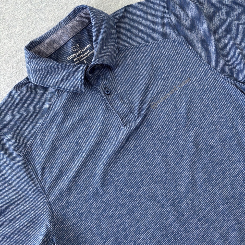 Vineyard Vines Performance Polo Shirt Mens Small Blue White Striped Short Sleeve